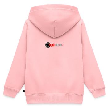 EXPRESS BEGINNEN? - Wortspiele - Francois Ville - Kinder Premium Organic Zip Hoodie - Rosa - Hinten - AI Model Kid Female (0cm)