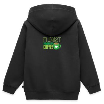 Fleuriste alimenté par le café - Sweat Premium à capuche zippé enfant bio - noir - Dos - AI Model Kid Male (0cm)