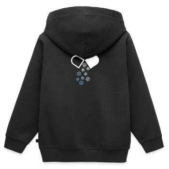 Neige d’hiver pilule - Sweat Premium à capuche zippé enfant bio - noir - Dos - AI Model Kid Male (0cm)