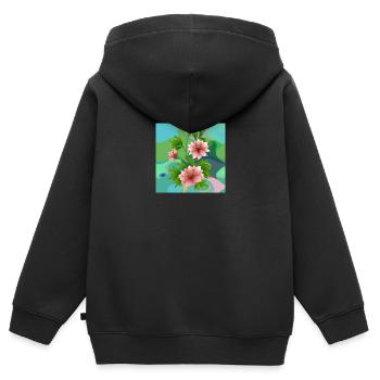 Un bouquet de fleurs - Sweat Premium à capuche zippé enfant bio - noir - Dos - AI Model Kid Male (0cm)