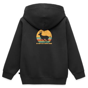 Stop Extinction Reindeer - Kids Premium Organic Zip-up Hoodie - black - Back - AI Model Kid Male (0cm)