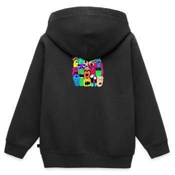 GRIFFONNAGE MONSTRE - Sweat Premium à capuche zippé enfant bio - noir - Dos - AI Model Kid Male (0cm)