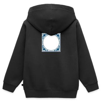 Texte propre de la tuile vide - Delft Blue - Sweat Premium à capuche zippé enfant bio - noir - Dos - AI Model Kid Male (0cm)