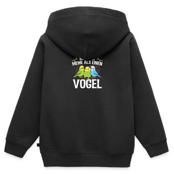 Lustiges -Ich hab mehr als einen Vogel- Geschenk - Kinder Premium Organic Zip Hoodie - Schwarz - Hinten - AI Model Kid Male (0cm)