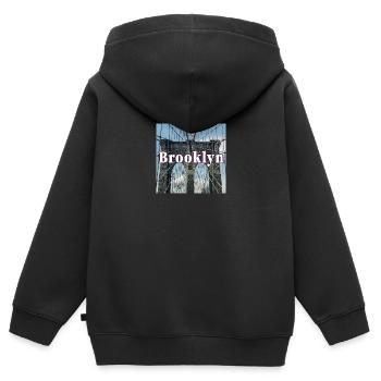 Brooklyn Bridge - Kinder Premium Organic Zip Hoodie - Schwarz - Hinten - AI Model Kid Male (0cm)