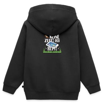 Keine Zeit! Der Pool ruft! T-Shirt Design - Kinder Premium Organic Zip Hoodie - Schwarz - Hinten - AI Model Kid Male (0cm)