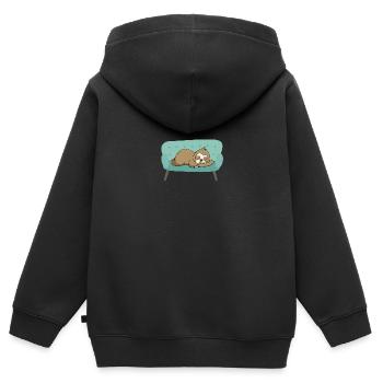 la paresse - Sweat Premium à capuche zippé enfant bio - noir - Dos - AI Model Kid Male (0cm)