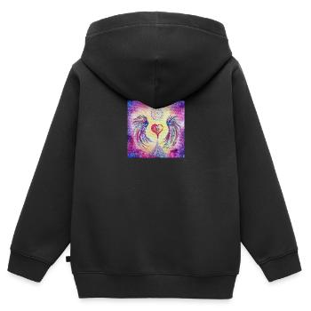 Herzengel der Vielfalt - Kinder Premium Organic Zip Hoodie - Schwarz - Hinten - AI Model Kid Male (0cm)