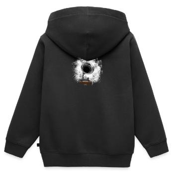 Tourne-disques rétro dans le look pulvérisé - Sweat Premium à capuche zippé enfant bio - noir - Dos - AI Model Kid Male (0cm)