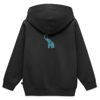 Amitié éléphant et souris - Sweat Premium à capuche zippé enfant bio - noir - Dos - AI Model Kid Male (0cm)