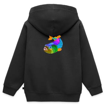 Poisson / poisson - Sweat Premium à capuche zippé enfant bio - noir - Dos - AI Model Kid Male (0cm)