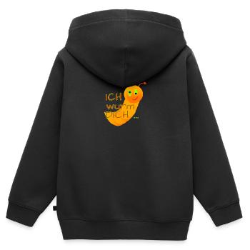 Ich wurm DICH - Kinder Premium Organic Zip Hoodie - Schwarz - Hinten - AI Model Kid Male (0cm)