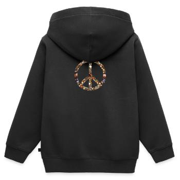 Symbole de paix Peace - Sweat Premium à capuche zippé enfant bio - noir - Dos - AI Model Kid Male (0cm)