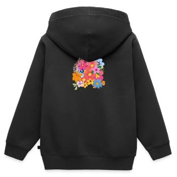 Bouquet de fleurs de printemps - Sweat Premium à capuche zippé enfant bio - noir - Dos - AI Model Kid Male (0cm)