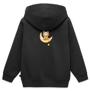 Lion sur la lune - Sweat Premium à capuche zippé enfant bio - noir - Dos - AI Model Kid Male (0cm)