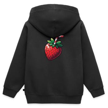 Erdbeer-Shake - Kinder Premium Organic Zip Hoodie - Schwarz - Hinten - AI Model Kid Male (0cm)