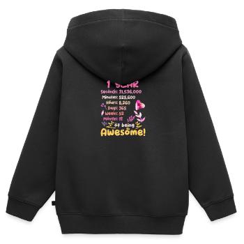 Tenue d’anniversaire pour 1 an ! 1er anniversaire - Sweat Premium à capuche zippé enfant bio - noir - Dos - AI Model Kid Male (0cm)