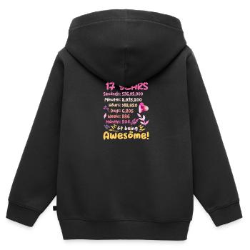 17 ans ! Cadeau d’anniversaire 17e anniversaire - Sweat Premium à capuche zippé enfant bio - noir - Dos - AI Model Kid Male (0cm)