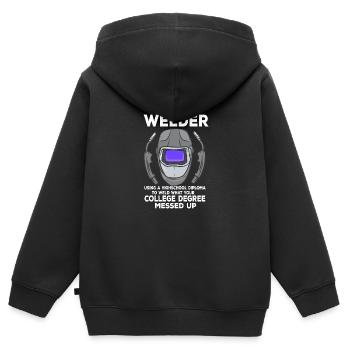 Welder Using A Diploma - Kinder Premium Organic Zip Hoodie - Schwarz - Hinten - AI Model Kid Male (0cm)