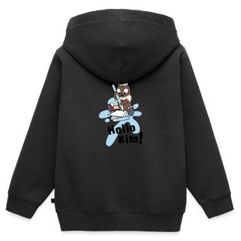Pittiplatsch Hallo Kita! - Kinder Premium Organic Zip Hoodie - Schwarz - Hinten - AI Model Kid Male (0cm)