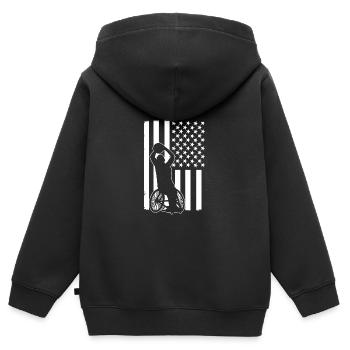 Rollstuhl - Kinder Premium Organic Zip Hoodie - Schwarz - Hinten - AI Model Kid Male (0cm)