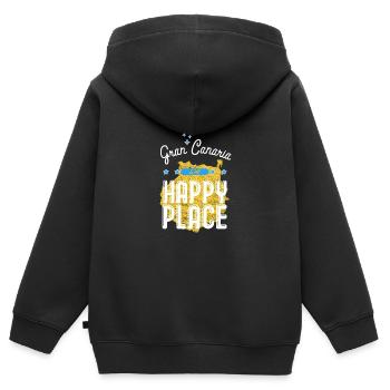 Île de vacances d'été de Gran Canaria - Sweat Premium à capuche zippé enfant bio - noir - Dos - AI Model Kid Male (0cm)