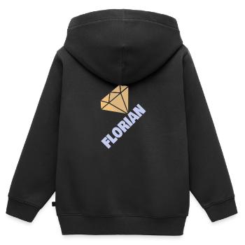 Edel Florian - Kinder Premium Organic Zip Hoodie - Schwarz - Hinten - AI Model Kid Male (0cm)