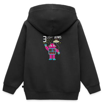Robot congratulates 3 light years old three years - Kids Premium Organic Zip-up Hoodie - black - Back - AI Model Kid Male (0cm)