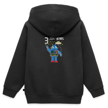 Robot congratulates 3 light years old three years - Kids Premium Organic Zip-up Hoodie - black - Back - AI Model Kid Male (0cm)