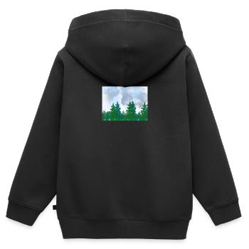 Paysage paysage aquarelle forêt sur un temps nuageux - Sweat Premium à capuche zippé enfant bio - noir - Dos - AI Model Kid Male (0cm)