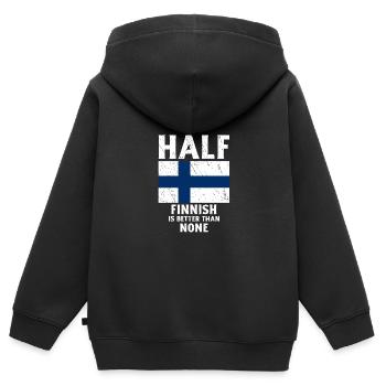 Halb finnisch ist besser als gar nicht Nationalfla - Kinder Premium Organic Zip Hoodie - Schwarz - Hinten - AI Model Kid Male (0cm)