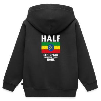 Halb Äthiopier ist besser als keiner Nationalflagg - Kinder Premium Organic Zip Hoodie - Schwarz - Hinten - AI Model Kid Male (0cm)