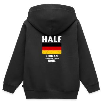 Der halbe Deutsche ist besser als keine Nationalfl - Kinder Premium Organic Zip Hoodie - Schwarz - Hinten - AI Model Kid Male (0cm)