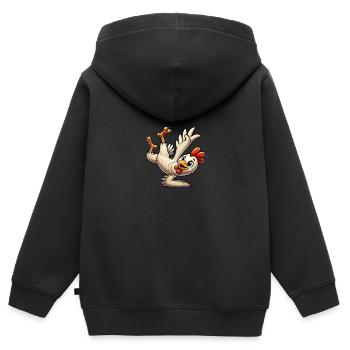 Breakdance Huhn im Handstand und Salto - Kinder Premium Organic Zip Hoodie - Schwarz - Hinten - AI Model Kid Male (0cm)