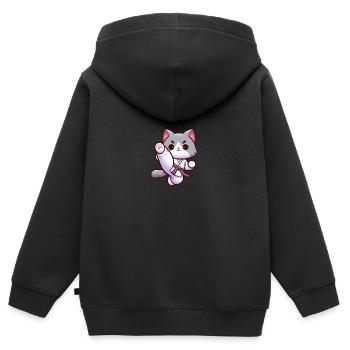 Katze Karate Kick Kampfsport Kampfkunst - Kinder Premium Organic Zip Hoodie - Schwarz - Hinten - AI Model Kid Male (0cm)