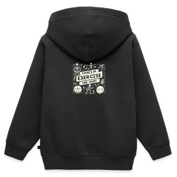 Dafür gibt es eine Übung - Kinder Premium Organic Zip Hoodie - Schwarz - Hinten - AI Model Kid Male (0cm)