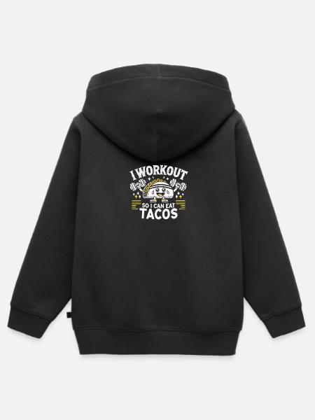 Ich trainiere, damit ich Tacos essen kann - Kinder Premium Organic Zip Hoodie - Schwarz