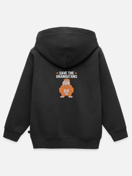 Orangutan - Kids Premium Organic Zip-up Hoodie - black