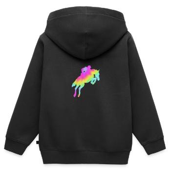 Saut d’obstacles Saut d’obstacles - Sweat Premium à capuche zippé enfant bio - noir - Dos - AI Model Kid Male (0cm)