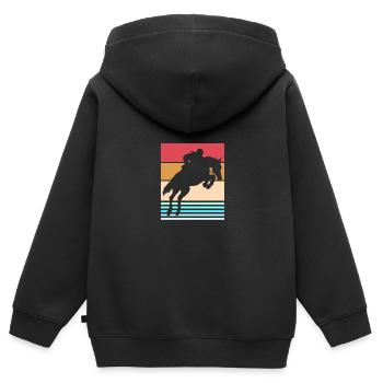 Saut d’obstacles Saut d’obstacles - Sweat Premium à capuche zippé enfant bio - noir - Dos - AI Model Kid Male (0cm)