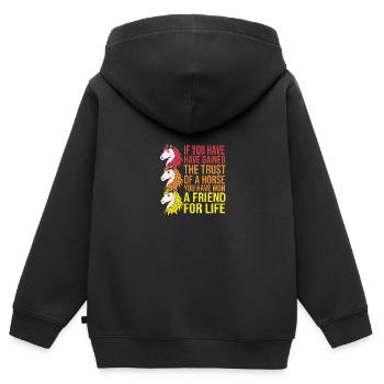 Saut d’obstacles Saut d’obstacles - Sweat Premium à capuche zippé enfant bio - noir - Dos - AI Model Kid Male (0cm)