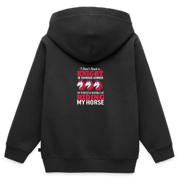 Saut d’obstacles Saut d’obstacles - Sweat Premium à capuche zippé enfant bio - noir - Dos - AI Model Kid Male (0cm)