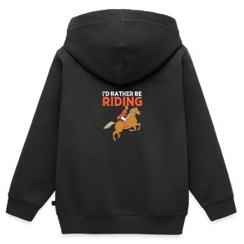 Saut d’obstacles Saut d’obstacles - Sweat Premium à capuche zippé enfant bio - noir - Dos - AI Model Kid Male (0cm)