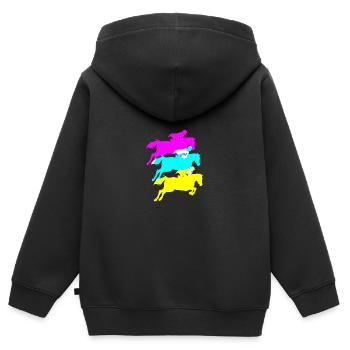 Dressur Dressurpferd Dressurreiter - Kinder Premium Organic Zip Hoodie - Schwarz - Hinten - AI Model Kid Male (0cm)