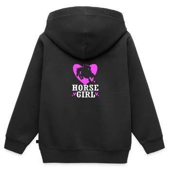 Dressur Dressurpferd Dressurreiter - Kinder Premium Organic Zip Hoodie - Schwarz - Hinten - AI Model Kid Male (0cm)