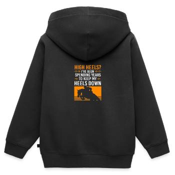 Dressur Dressurpferd Dressurreiter - Kinder Premium Organic Zip Hoodie - Schwarz - Hinten - AI Model Kid Male (0cm)