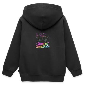 Dressur Dressurpferd Dressurreiter - Kinder Premium Organic Zip Hoodie - Schwarz - Hinten - AI Model Kid Male (0cm)