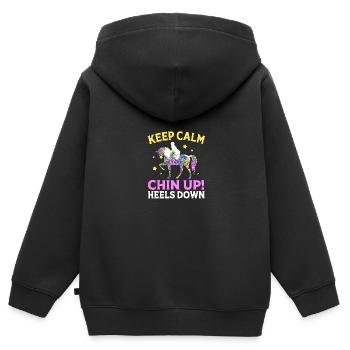Dressur Dressurpferd Dressurreiter - Kinder Premium Organic Zip Hoodie - Schwarz - Hinten - AI Model Kid Male (0cm)