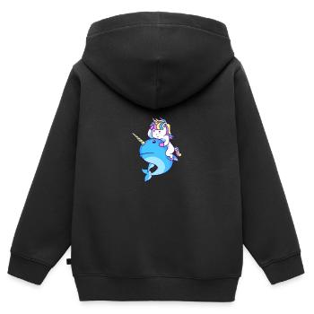Narval - Sweat Premium à capuche zippé enfant bio - noir - Dos - AI Model Kid Male (0cm)