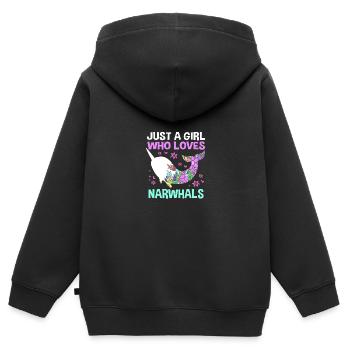 Narwhal - Kids Premium Organic Zip-up Hoodie - black - Back - AI Model Kid Male (0cm)